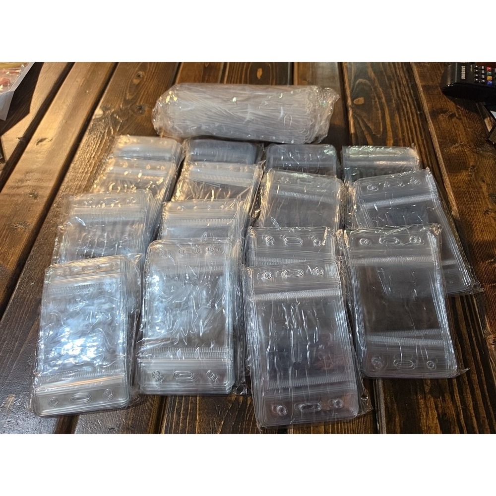 150 Pcs Clear Plastic Horizontal Name Tag Badge ID Card Holders